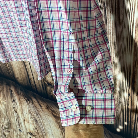 An Original Penguin Button Shirt Men's Pink Plaid Long Sleeve 100% Cotton XL - Picture 7 of 11